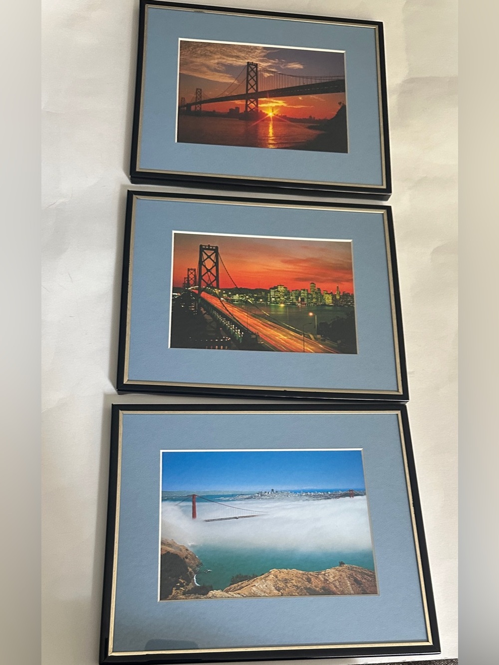 San Francisco Wall Art Bay Blue Mated Print Set - Unbranded Set of  3